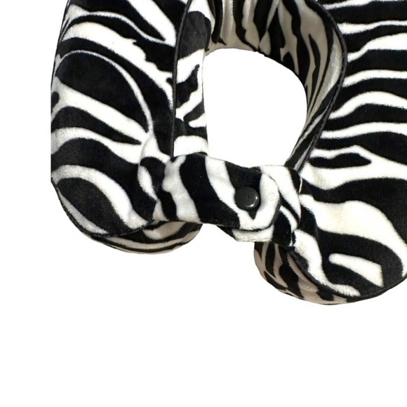 Zebra Animal Print Travel Neck Pillow with Sap Closure and Zipper Cover - Picture 5 of 5